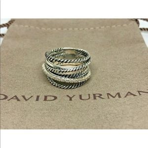David Yurman Diamond Wide Crossover Band Ring 7